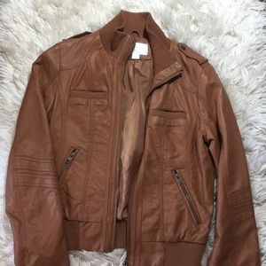 Brown leather jacket